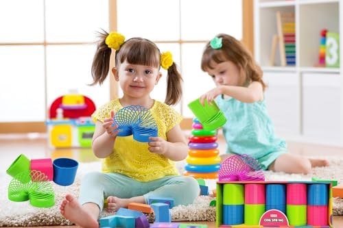 The Dreidel Company Plastic Multicolor Coil Spring, Goody Bag Fillers, Party Favor for Kids, 3" Inches (80mm) (20-Pack)