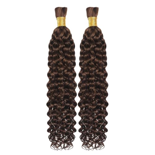 Human Braiding Hair Water Wave Bulk Human Hair For Braiding No Weft Wet And Wavy Human Hair Braiding Hair Extensions For Boho Braids 2 Bundles Human Hair Per Pack 100g (26inch, #4)
