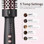 Thermal Brush Blowout, Curling Iron 1.5 Inch Thermal Round Hair Curling Brush with 5 Temp Settings, Universal Voltage, Tourmaline Ceramic, Negative Ion Technology, New Update Rose Gold