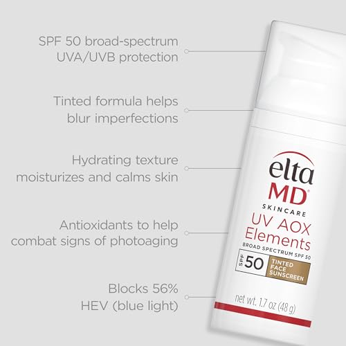 EltaMD UV Elements Tinted Moisturizer with Broad-Spectrum SPF 44, Mineral Face Sunscreen, Water-Resistant, Oil-Free, Face Moisturizer 2.0 oz Airless Pump (2 pack)