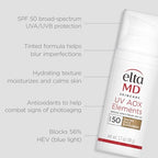 EltaMD UV Elements Tinted Moisturizer with Broad-Spectrum SPF 44, Mineral Face Sunscreen, Water-Resistant, Oil-Free, Face Moisturizer 2.0 oz Airless Pump (2 pack)
