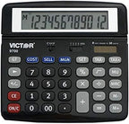 Victor 9700 12-Digit Standard Function Business Calculator, Battery and Solar Hybrid Powered Tilt LCD Display, Great for Home and Office Use, Black