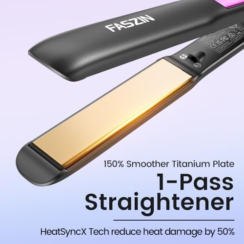 Professional Hair Straightener, 1.18 inch Ionic Titanium Plate, 20S Fast Heat Up Flat Iron with Clear LED Display, 2 in 1 Straightener and Curler Styling Tool for Straighten Hair (Gray)