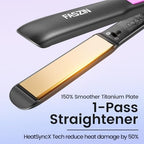 Professional Hair Straightener, 1.18 inch Ionic Titanium Plate, 20S Fast Heat Up Flat Iron with Clear LED Display, 2 in 1 Straightener and Curler Styling Tool for Straighten Hair (Gray)