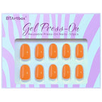 BTArtbox Press On Nails Short - Soft Gel Orange Press on Nails, Short Oval Fake Nails with Nail Glue, Fit Perfectly, Fall Glue On Nails in 16 Sizes Nail Kit for Spring Day, Maple