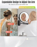 Wall Mounted Makeup Mirror with Light, 20X/1X 8'' Double Sided LED Magnifying Bathroom Lighted Vanity Mirror with Magnification, 3 Color Light up Touch Dimmable Extended Arm 360 Rotation