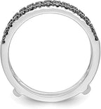 Finecreatio_usa- 0.50Ct Round Cut Lab Created Black Diamond Prong Set Woman's Enhancer Ring Guard Wrap Wedding Ring 14K White Gold Finish (white, 10)