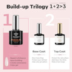 modelones Builder Nail Gel with Gel Base and Top Coat, Nude Pink Color Builder Nail Kit for Apex Building Thickening Extension, LED Lamp Cured Color Base Shine Finish Top Coat 10ml Home DIY Salon