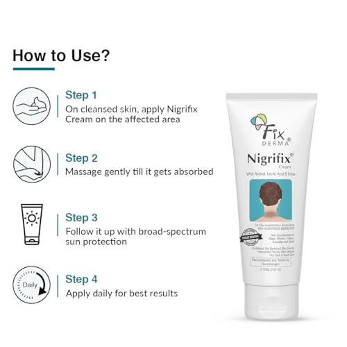 FIXDERMA Nigrifix Cream for Acanthosis Nigricans with Lactic Acid | Dermatologist Tested Retinol Cream | Useful for Dark Body Parts like Neck, Ankles, Armpits & Elbows –3.52 FlOz