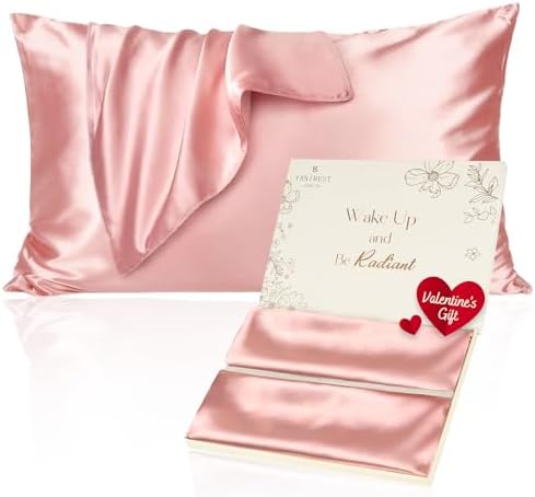 Yanibest Satin Pillowcase, Silk Pillow Cases for Hair and Skin with Zipper, Standard Pillow Cases Set of 2 for 20"x26", Exquisite Packaging for Women Men
