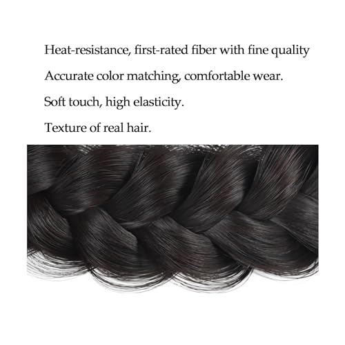 Braid Headband 2 Strands Messy Classic Chunky Long Plaited Wide Braids Elastic Stretch Premium Synthetic Braided Headband, Ladies Girls Boho Braids 65g (Headband A3)
