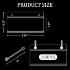 100 Pack Basket Label Holders, Plastic Wire Shelf Label Holders with Double Snap Lock Closure, Reusable Clear Price Tag Holder for Market, Retail Shop, Pantry(About 4" x 1.7")