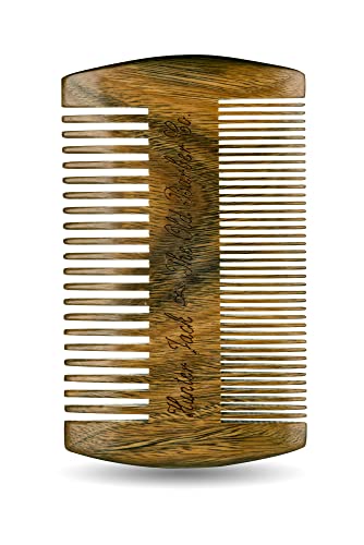 Sandalwood Handmade Beard Comb for Men - Premium Wooden Comb - Pocket Wood Comb in PU Leather Case