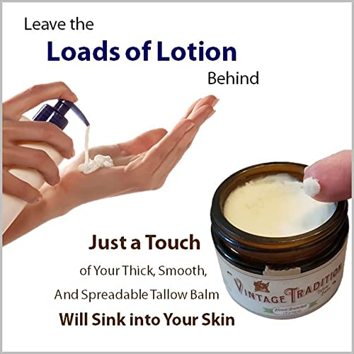 Vintage Tradition Beef Tallow All Purpose Balm – Healing, Hydrating Citrus Oil Skin Care Salve Replaces Body Lotion, Hand Cream, More – Essential Oil, Olive Oil, and Grass-Fed Tallow, 2 fl. oz.