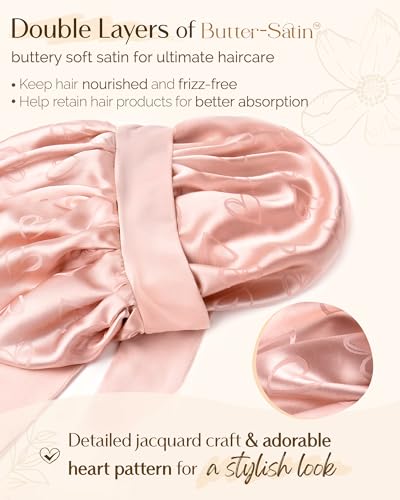 YANIBEST Double Layer Silk Satin Bonnet for Sleeping Women Printed Pattern Satin Bonnet with Tie Band for Women Curly Natural Hair