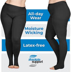 ABSOLUTE SUPPORT Plus Size Toeless Compression Tights for Women 20-30mmHg, Womens Opaque Compression Pantyhose with Plus Size for DVT, Reticular Veins, Superficial Thrombophlebitis, Black, 5X-Large