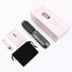 Cordless Curling Iron Brush, 2024 New Portable Travel Curling Iron Mini Brush for Women, 7000Mah USB Rechargeable Curling Wand Brush with Negative Ion, Black