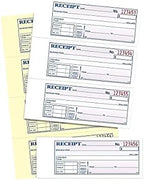 Adams Money and Rent Receipt Book, 2-Part, Carbonless, White/Canary, 7-5/8" x 10-7/8", Bound Wraparound Cover, 200 Sets per Book, 4 Receipts per Page (DC1182)