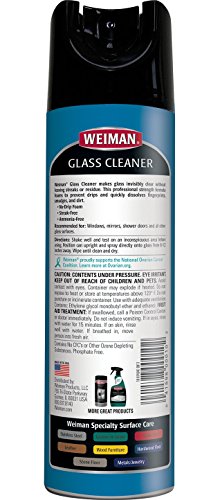 Weiman Glass Cleaner - 19 Ounce - Professional Streak Free Foaming No Drip Removes Grease Dissolves Fingerprints and Smudges (Pack of 2)