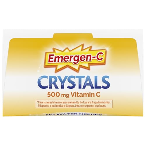 Emergen-C Crystals, On-the-Go Emergen-C Immune Support Supplement with Vitamin C, B Vitamins, Zinc and Manganese, Orange Vitality - 56 Stick Packs