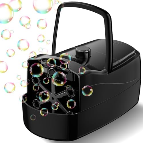 Bubble Machine - 18000+ Bubbles Per Minute, 2 Speed Settings, Battery/USB Powered Outdoor Bubble Blower for Toddlers, Birthday Parties, Weddings (Black)