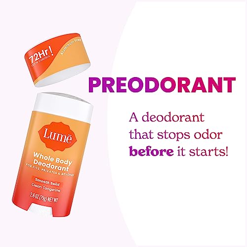 Lume Whole Body Deodorant - Invisible Cream Tube Mini + Solid Stick Bundle - 72 Hour Odor Control - Aluminum & Baking Soda Free, Skin Loving (Clean Tangerine)