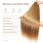 Pre-stretched Braiding Hair - 22 Inch 8 Packs Blonde Long Braiding Hair For Twist or Box Braids, Yaki Texture Hot Water Setting Synthetic Braiding Hair Extensions (22 Inch, #27-8P)