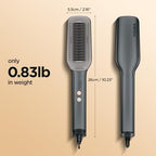 Hair Straightener Brush, Negative Ion Flat Iron & Straightening Comb 2 in 1 with Convenient Comb, Fast Heating, Anti-Scalding, 30s Fast Heating, 5 Temp Settings 284℉ - 392℉ (Gray)