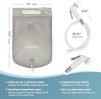 Bedside Shower Water Bag - 2.5 GL Portable Water Shower Bag For Hair Washing In Bed. Use with Inflatable Shampoo Basin, Inflatable Hair Washing Basin, Inflatable Bathtub For Elderly (Grey)