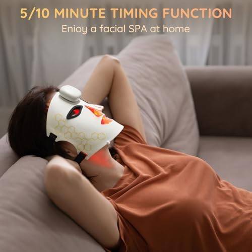 Red Light Therapy for Face, 7+1 Color Infrared Light 850nm Portable Wireless Led Face Mask Light Therapy with Timing Function and Rechargeable for Facial Led Mask Skincare at Home and Travel