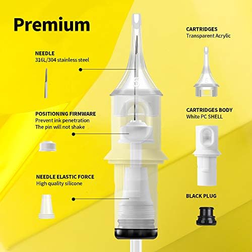 Hawink Tattoo Cartridge Needles #12 Standard 9 Curved/Round Magnum M-Taper 50PCS with Membrane Professional Disposable EN05S-50-1209RM