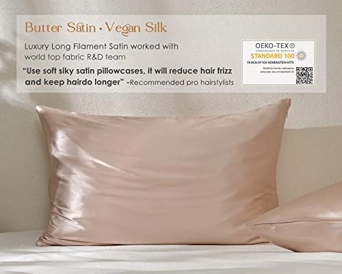 Yanibest Satin Pillowcase, King Size Pillow Cases Set of 2 - Silk Pillow Cases for Hair and Skin with Zipper, Silk Pillow Cases King for 20"x36", Exquisite Packaging for Women Men