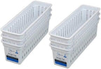Mainstays Slim Plastic Storage Trays Baskets in White- Set of 6