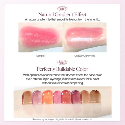 Heart Percent Dote On Mood One Way Glowy Tint, Glass-like High Shine Glossy Finish w/Long-Lasting Luminous Color Lip Stain for Glowy Look, #10.Fig Jam