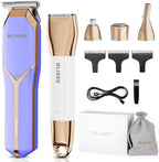 Hair Clippers & Bikini Trimmer for Women - Waterproof Electric Clippers and 4 in 1 Bikini Trimmer Set, Deluxe Hair Trimmer, Wet/Dry Body Shaver for Nose Eyebrows Beard Pubic Hair, Blue