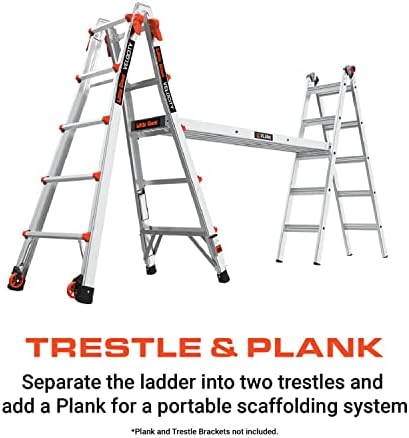 Little Giant Ladders Velocity, 17-Ft Folding Multi-Position Ladder, Aluminum, 300 lb Load Capacity, Type 1A Extra Heavy Duty, 18-Ft Reach, with Ratchet Levelers and Wheels (15417-801)