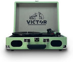 Victor Metro Plus Battery-Powered Bluetooth Suitcase Turntable | 3-Speed Vinyl Record Player with Built-in Stereo Speakers, Rechargeable Battery, RCA Output, Aux Input, and 45 RPM Adaptor, VSRP-850B