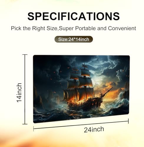 MTG Playmat TCG Playmat -Includes Storage Tube and 7 Dice-Experience Top-Tier Quality and Edge-Locking Waterproof and Non-Slip Mat! (playmat Without Zones, 1-The Mysterious Ghost Ship)