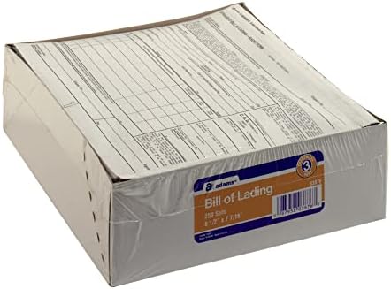 Adams Bill of Lading Short Form, 8-1/2 x 7-7/16 Inches, White, 3-Part, 250-Count (B3876)