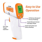 Victor T9000 Non-Contact Digital Infrared Forehead and Wrist Thermometer, for Adults and Kids, Quick 1 Second Readings, 3-Color Temperature Warning Display, White/Orange
