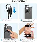 200X Phone Mini Pocket Microscope with LED Light/Universal Clip, Portable Digital Microscope Camera Attachments for 99% Smartphone, Microworld for Kids Adults (Black, 200X Without CPL)