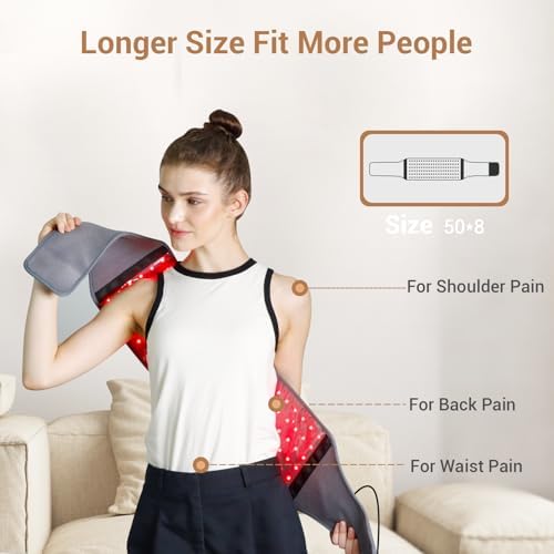 Comfytemp Red Light Therapy Belt, FSA HSA Eligible Infrared Red Light Therapy for Body, 22W Light Wrap with Pulse for Back Waist Muscle Pain Relief, Improve Joint Inflammation