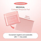 (Only Refill) Mediheal Collagen Ampoule Pad (100 Pads) - Cotton Facial Toner Pads for Skin Firming & Restore Elasticity - Vegan Eco Silk Pad