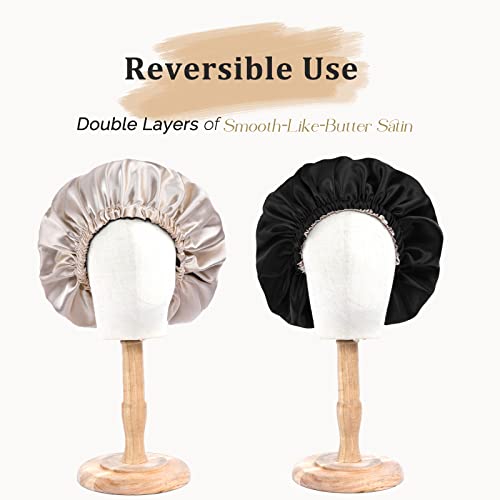 YANIBEST Double Layer Satin Bonnet Silk Bonnet Adjustable Hair Bonnet for Sleeping Hair Bonnets for Women Curly Natural Hair