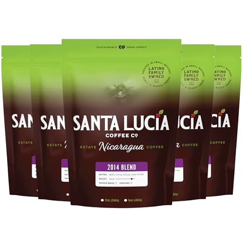 Specialty Volcanic Nicaraguan - 2014 Bold Dark Roast Coffee, Rich & Intense, Low Acid, 91 Point, SHG, Small Batch Roasted, Farm Direct, 100% Single-Origin | Santa Lucia | Whole Bean, 5 Pounds (5-16oz)