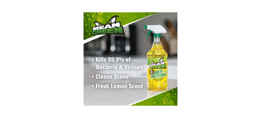 Mean Green Anti-Bacterial Multi-Surface Cleaner Lemon Scented, clear, 32 Fl Oz (Pack of 1), 40002