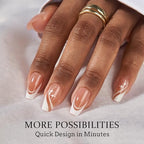 BTArtbox French Tip Press on Nails - 5 Styles XCOATTIPS Short Coffin Nails, Pre-Designed Swirl Soft Gel Nail Tips, Ultra Fit False Nails, Soak Off Acrylic Fake Nails Extensions for Nail Art