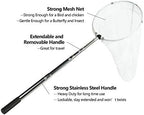 RESTCLOUD Insect and Butterfly Net with 12" Ring, 24" Net Depth, Strong Stainless Telescoping Handle Extends to 38 Inches