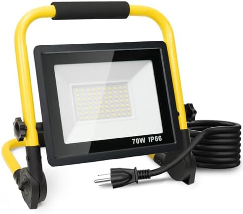10000LM LED Work Light: Portable Work Light with 5FT Cord - IP66 Waterproof Flood Light for Outdoor Indoor Job Site Workshop Garage Construction Site Lighting, Gifts for Men