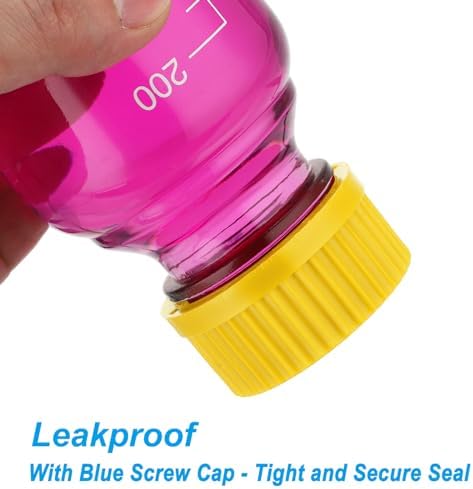 PATIKIL 4 Pack Reagent Media Storage Bottles, 100ml Borosilicate Glass Graduated Round Bottles with GL32 Yellow Screw Cap for Lab Water Reagent Liquids, Clear